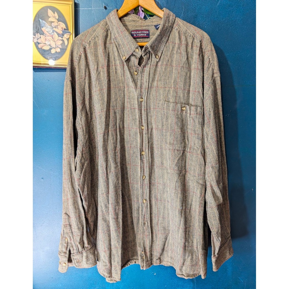 Roundtree & Yorke Portuguese Flannel Shirt Mens Size 3X Plaid Long Sleeve